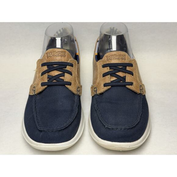 Skechers Go Walk Lite Boat Shoes Womens Shoes Size 6.5 Dark Blue Tan Air Cooled - Picture 5 of 11